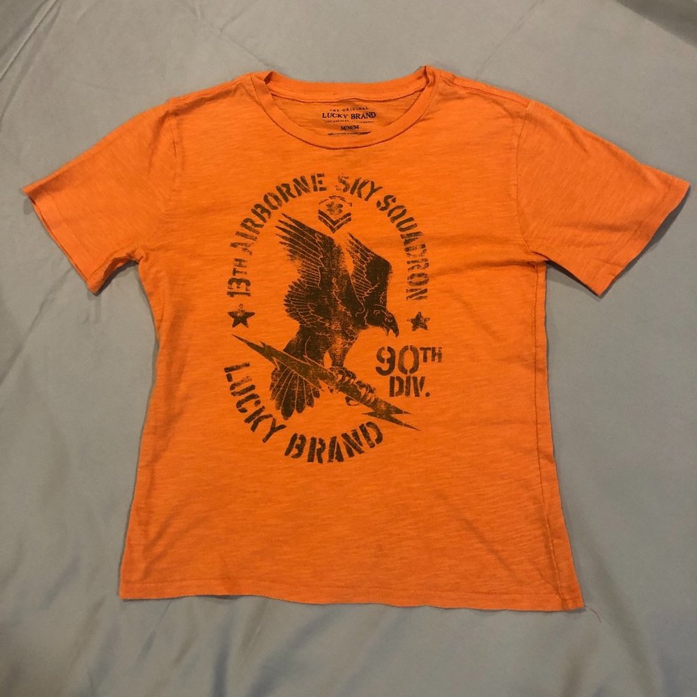 Lucky Brand Boys' Orange T-Shirt, Size M, 100% Cotton